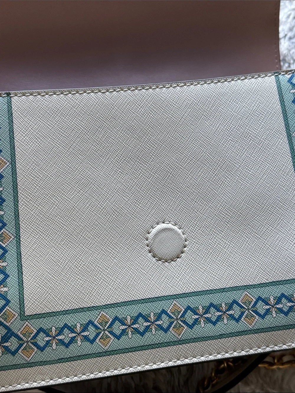 Tory Burch Floral Printed Chain Shoulder Bag - White/Blue